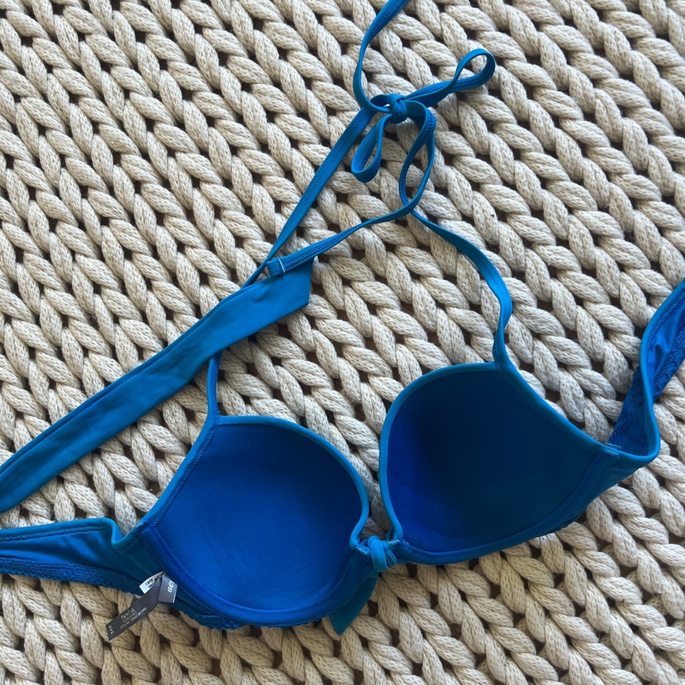 NWOT! Aerie 34B Blakely Blue Lace Women's Bikini Top - Picture 3 of 3